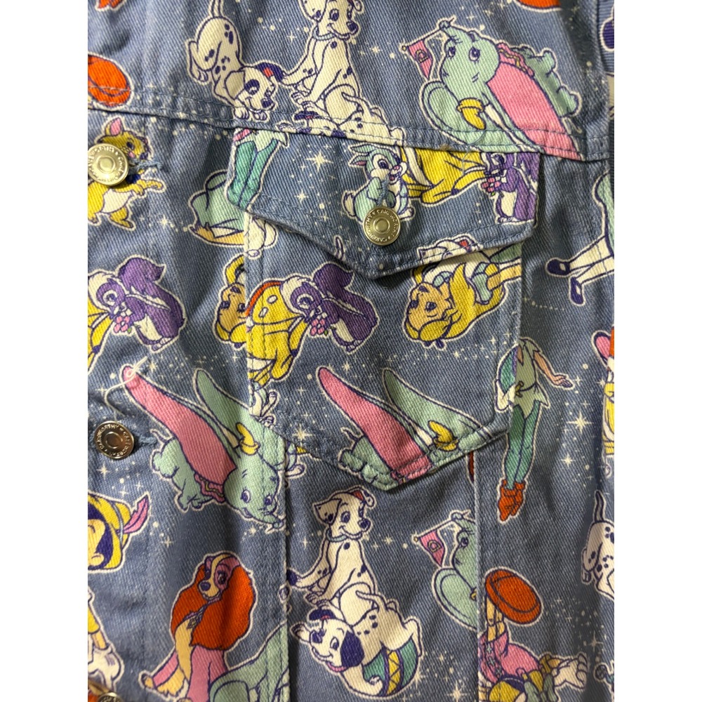 Cakeworthy Disney 100 Denim Jacket Unisex XL Blue All Over Print Character Coat - Picture 7 of 9